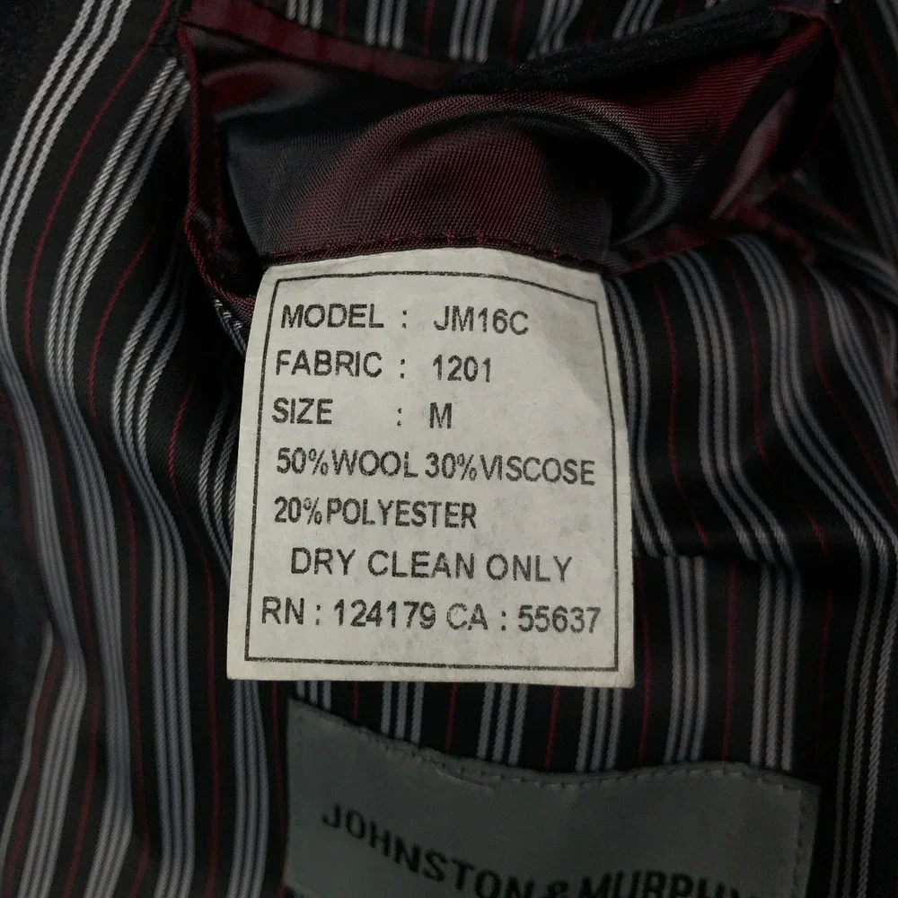 Johnston & Murphy Gingham Check Blazer Sport Coat Men's Medium M Gray Wool Blend